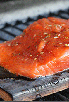 Cedar plank salmon vert